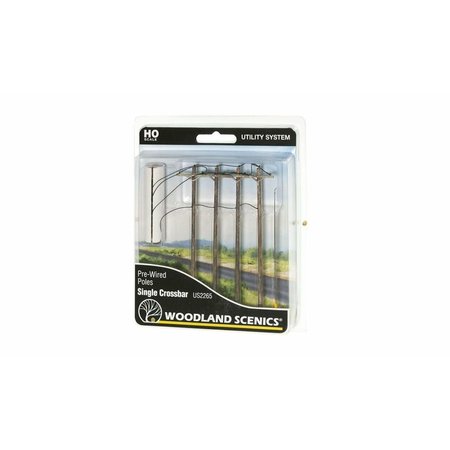 WOODLAND SCENICS HO Scale Pre-Wired Poles Single Crossbar WOO2265